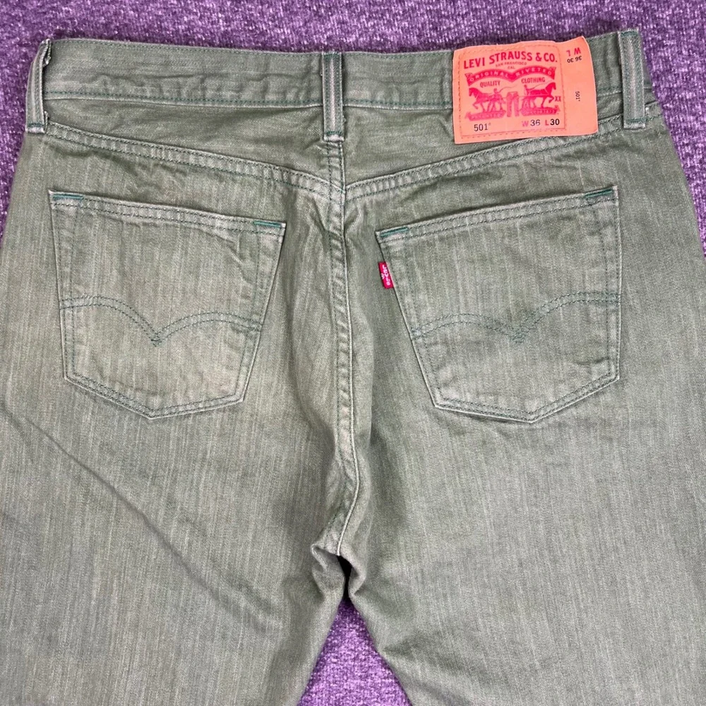 Levis 501 Original Jeans Mens 36x30 Green Straight Classic Button‎ Fly Fits34x28